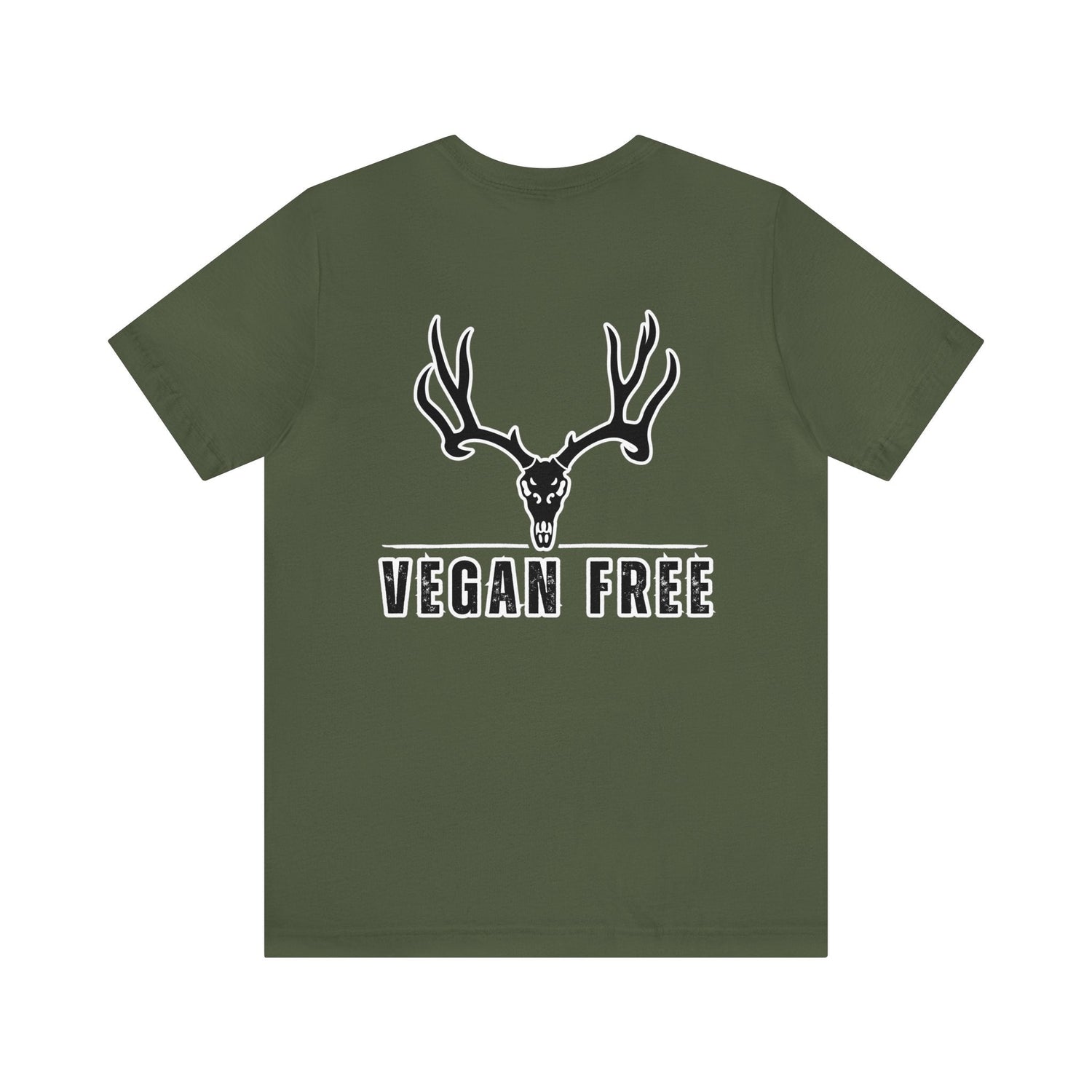Western deer hunting t-shirt, color military green, back design placement