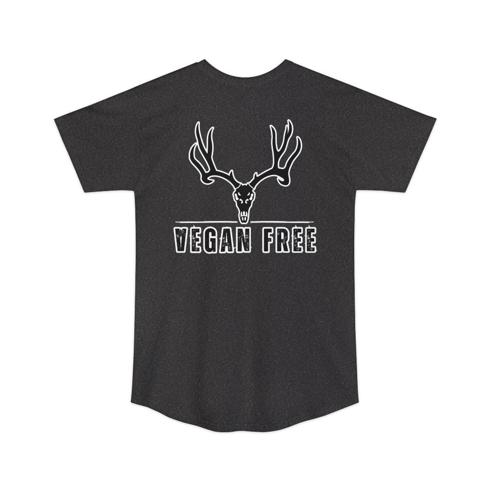 Athletic tall deer hunting t-shirt, color dark grey, back design placement
