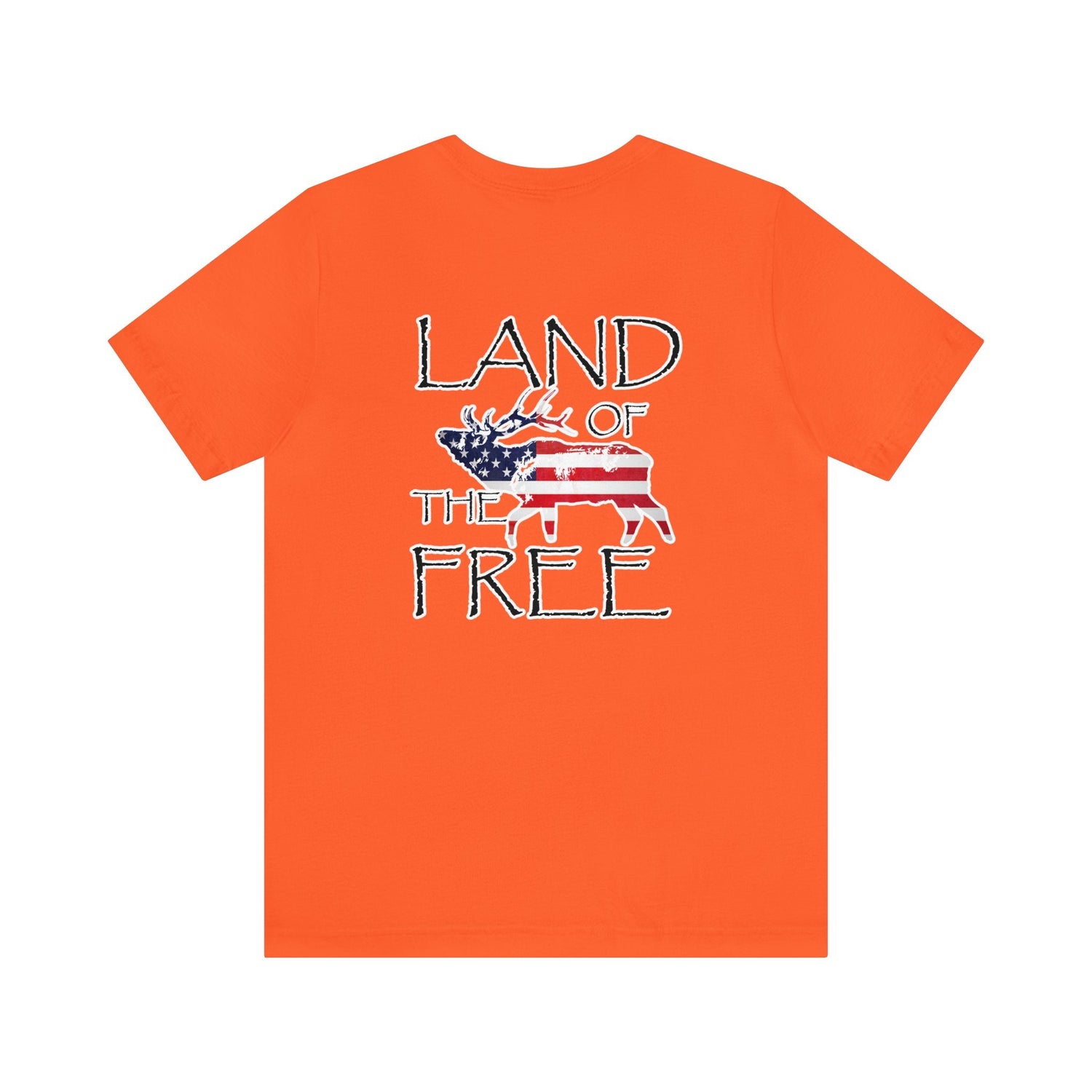 Western elk hunting t-shirt, color orange, back design placement