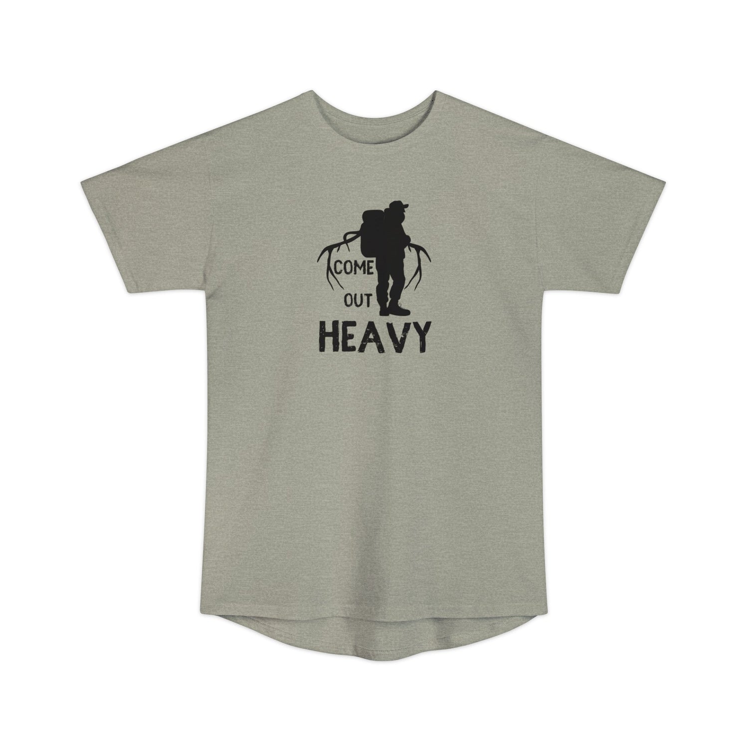 Athletic tall elk hunting t-shirt, color light grey, back design placement