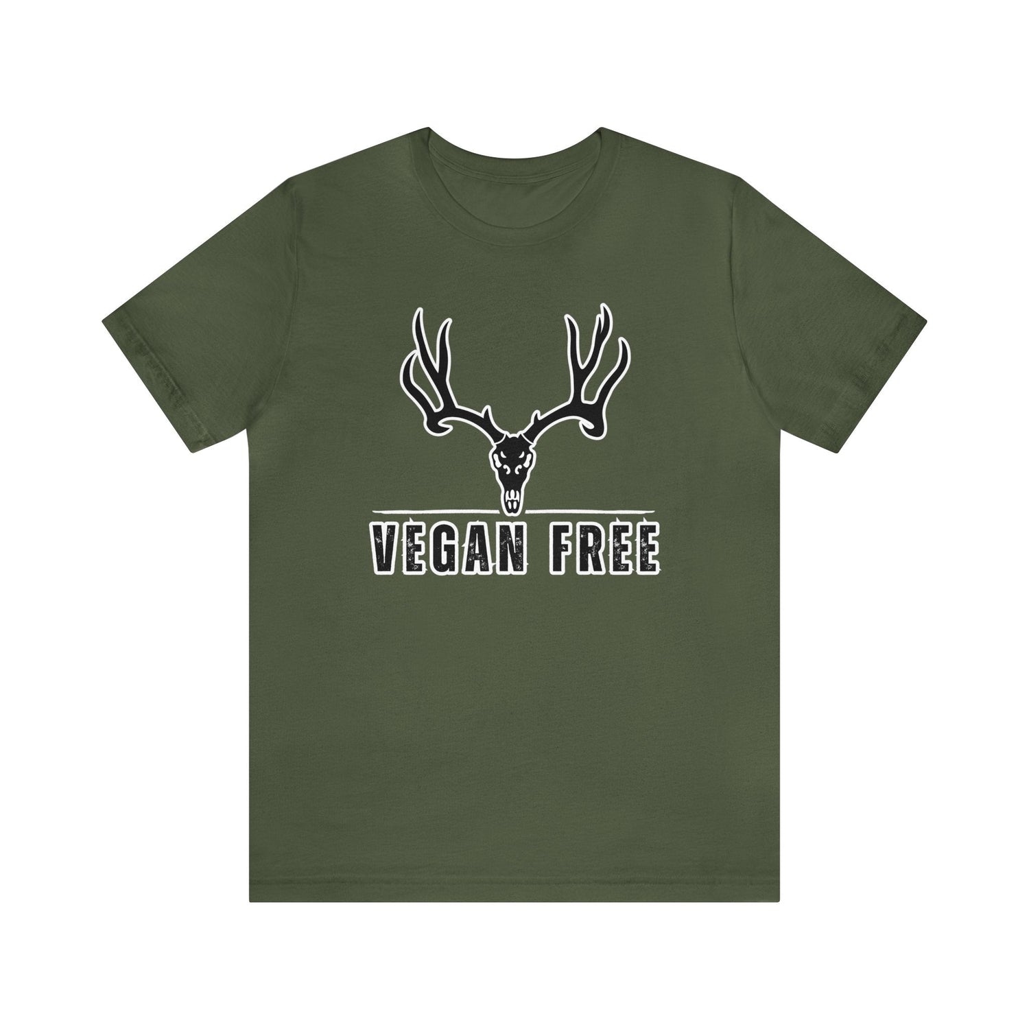 Western deer hunting t-shirt, color military green, front design placement