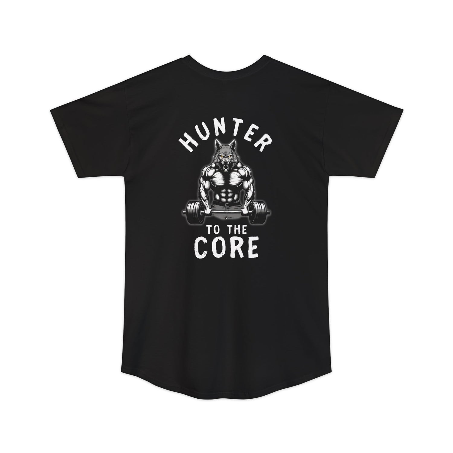 Athletic tall hunting shirt, color black, back design placement