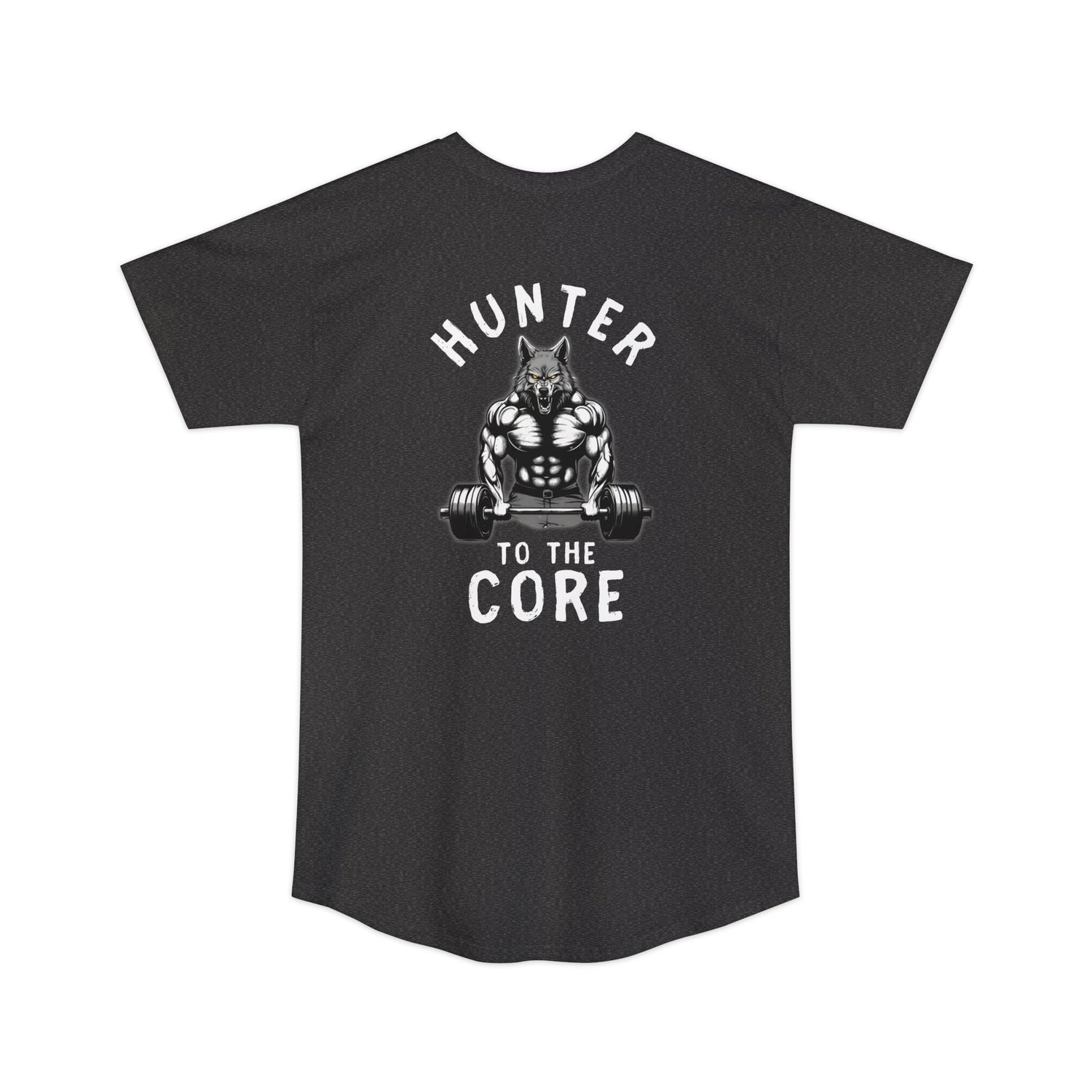 Athletic tall hunting shirt, color dark grey, back design placement