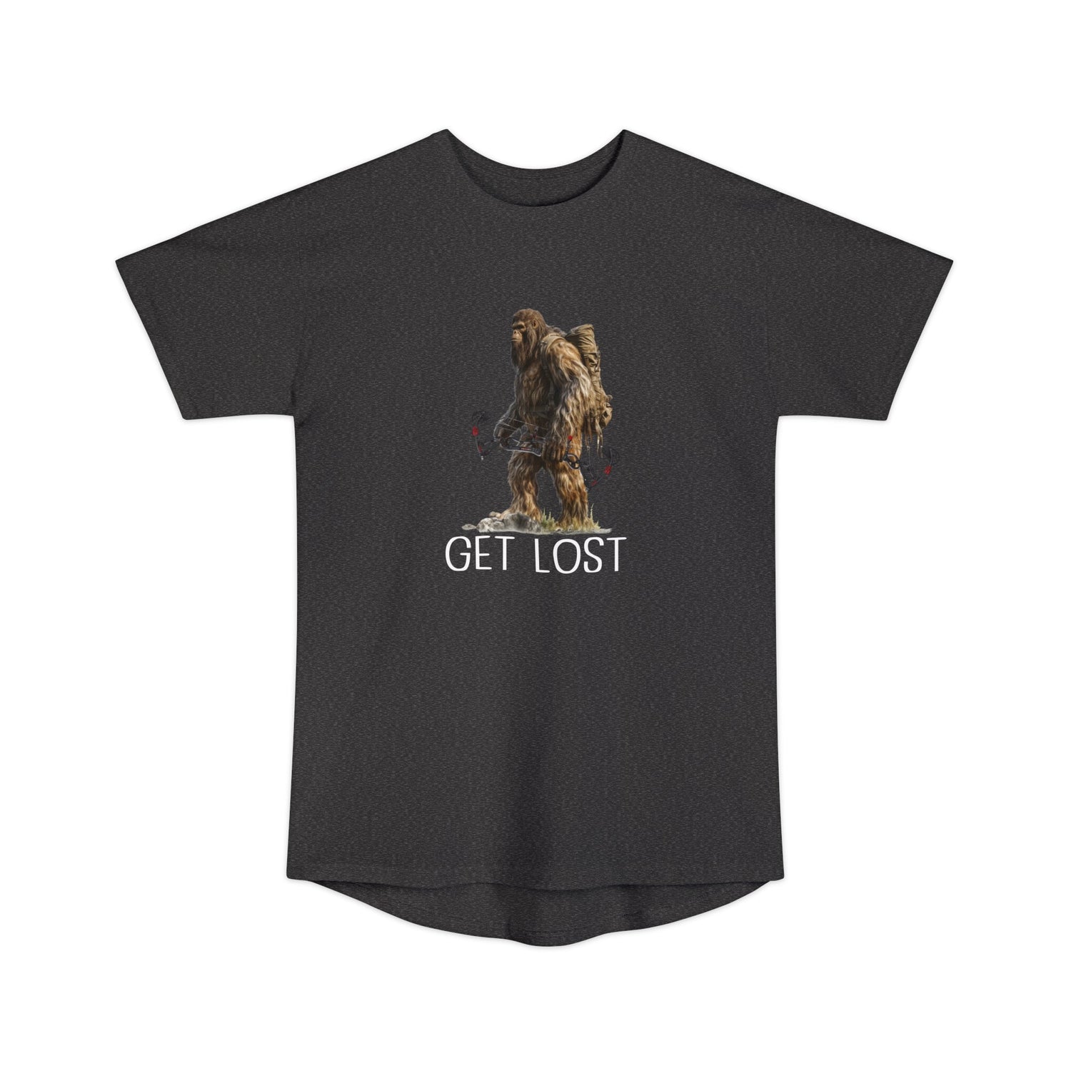 Athletic tall bowhunting t-shirt, color dark grey, front design placement