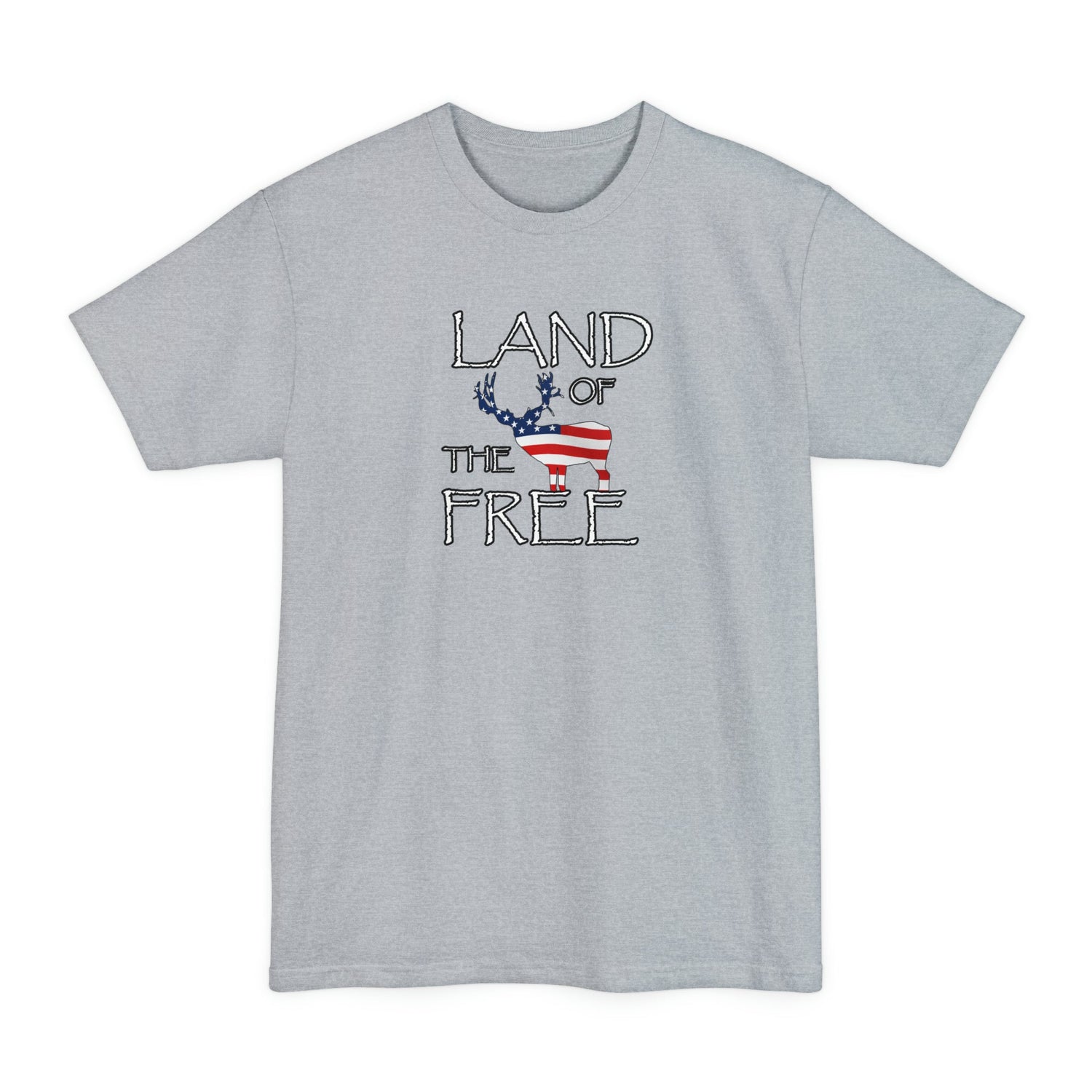 Big and tall deer hunting t-shirt, color light grey, front design placement