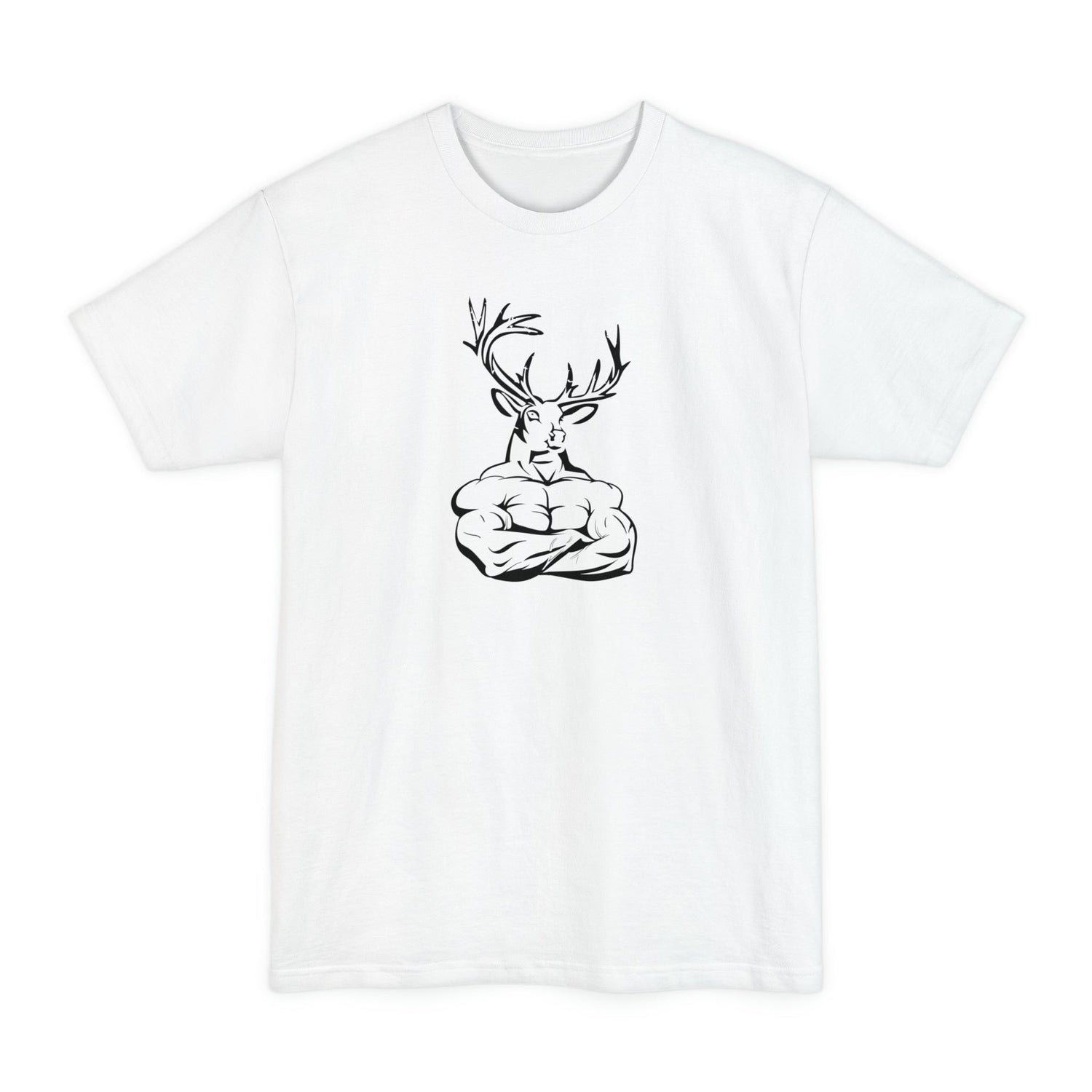 Big and tall deer hunting t-shirt, color white, back design placement