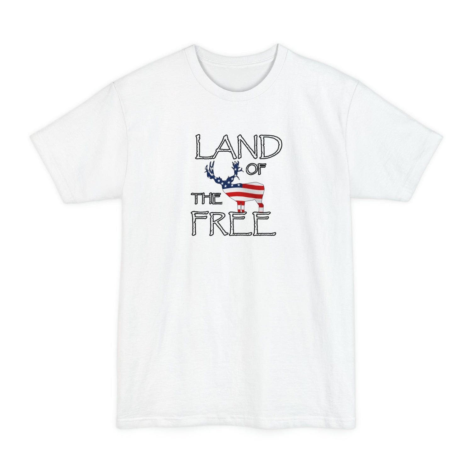 Big and tall deer hunting t-shirt, color white, front design placement