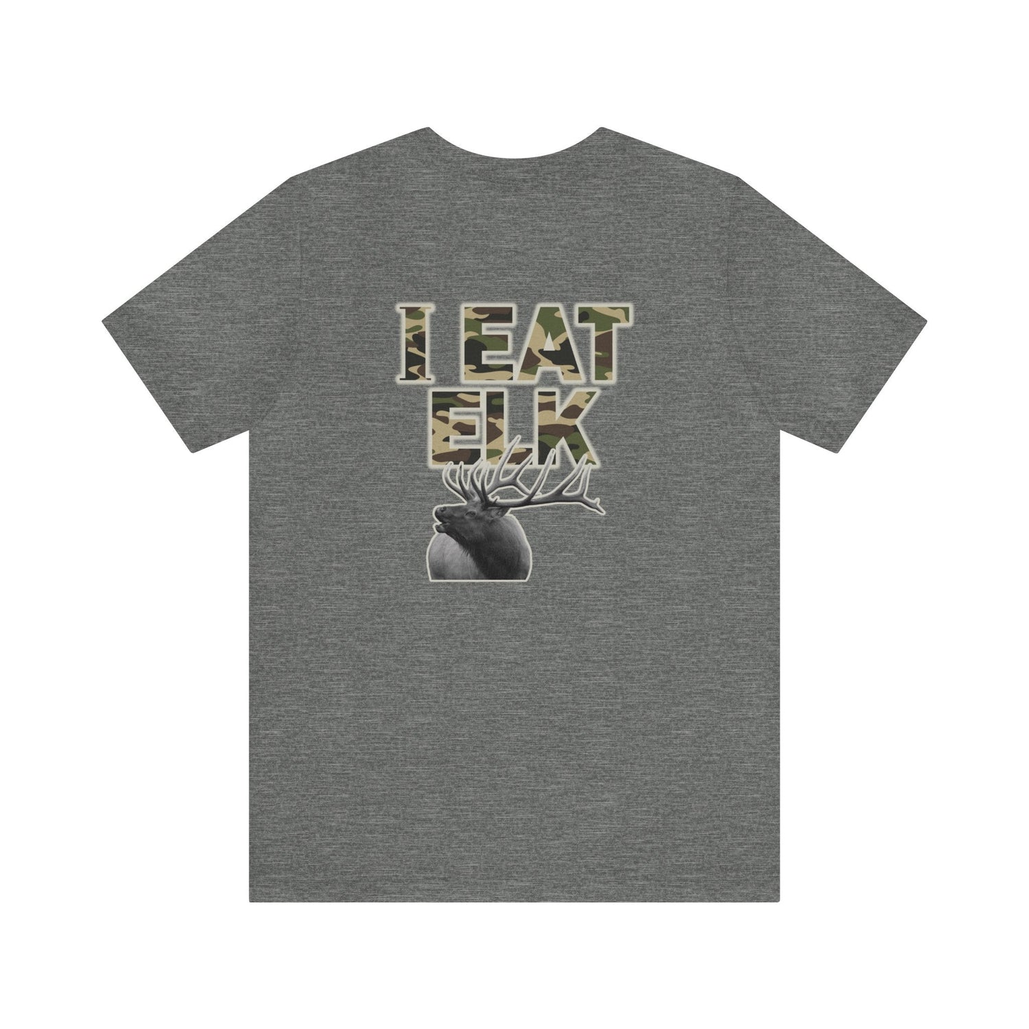 Western elk hunting t-shirt, color light grey, back design placement