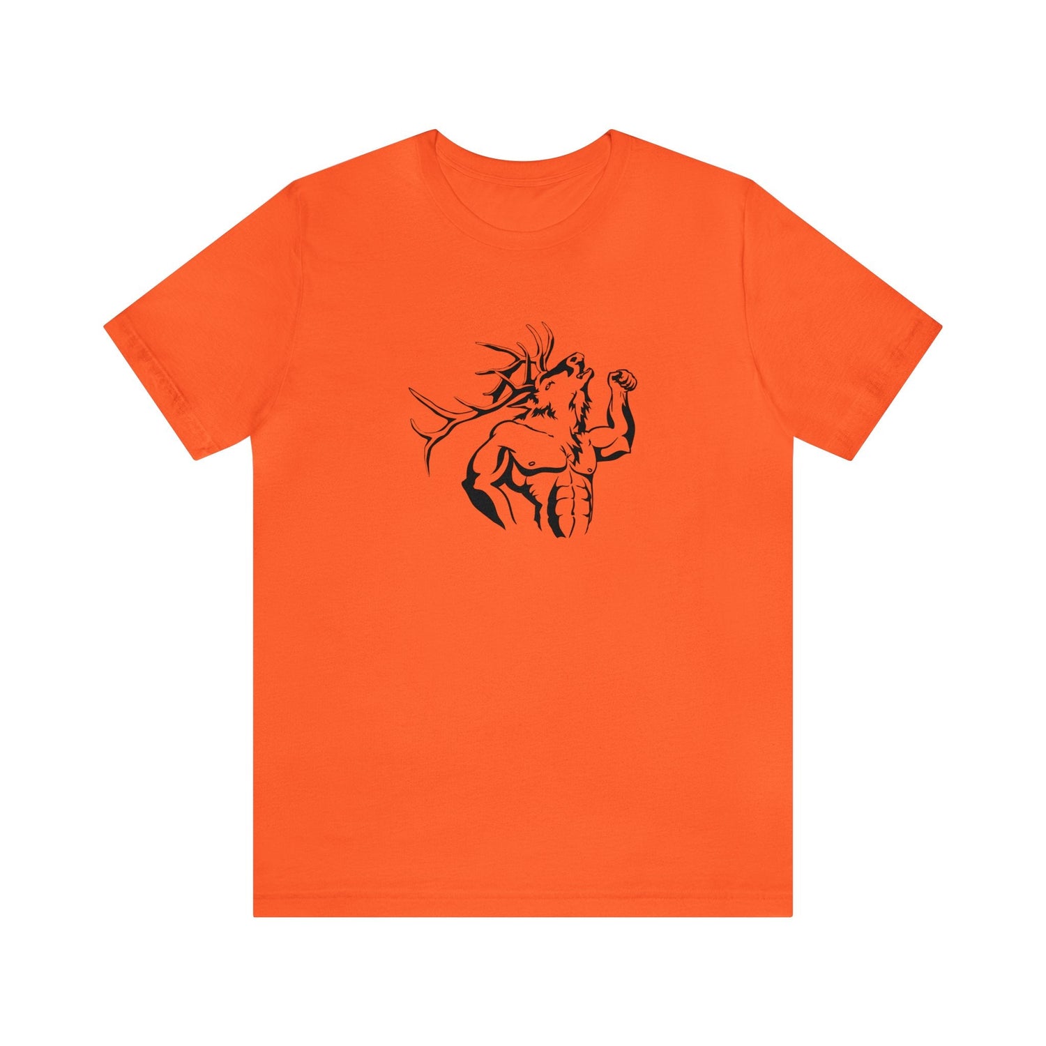 Western elk hunting t-shirt, color orange, front design placement