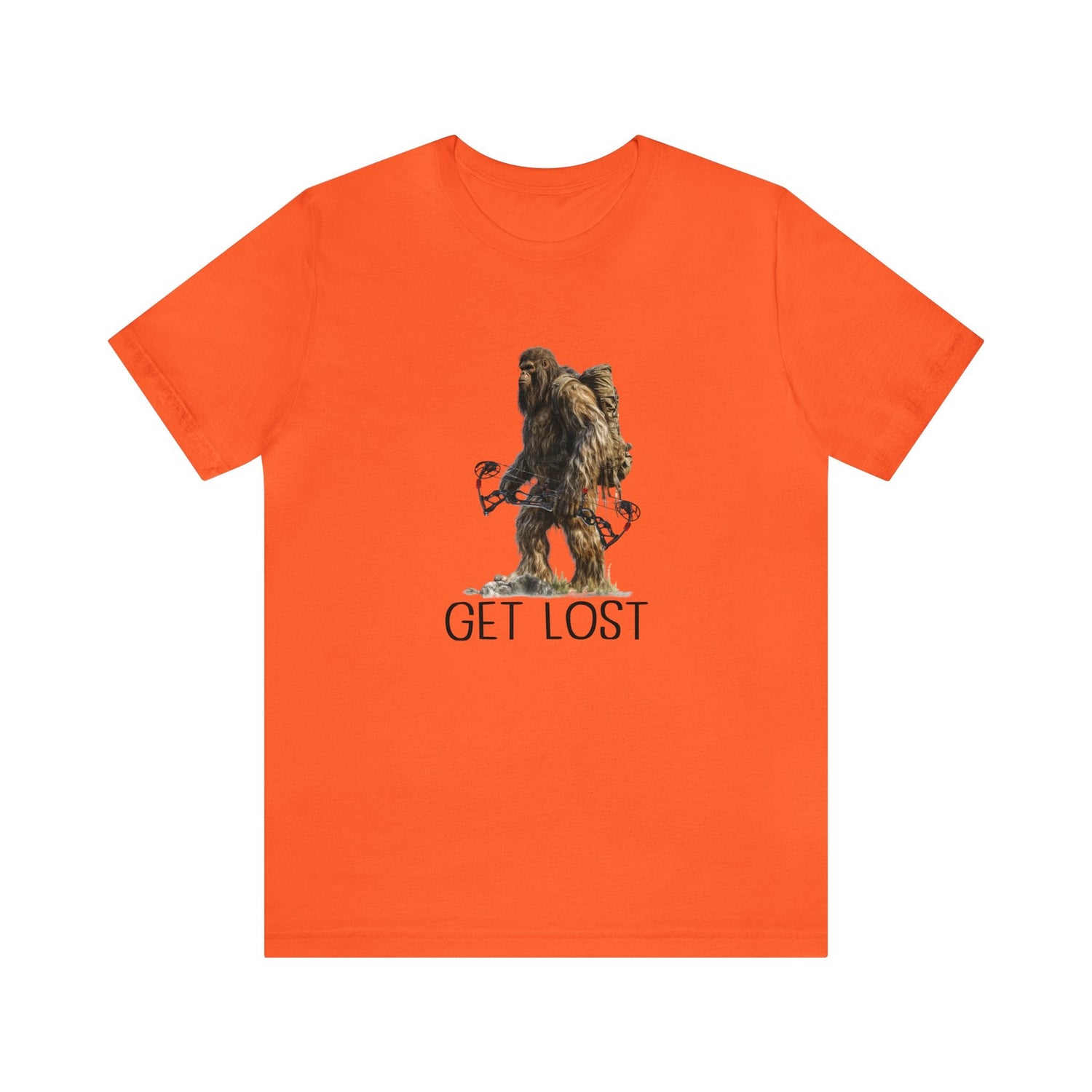 Western deer hunting t-shirt, color orange, front design placement