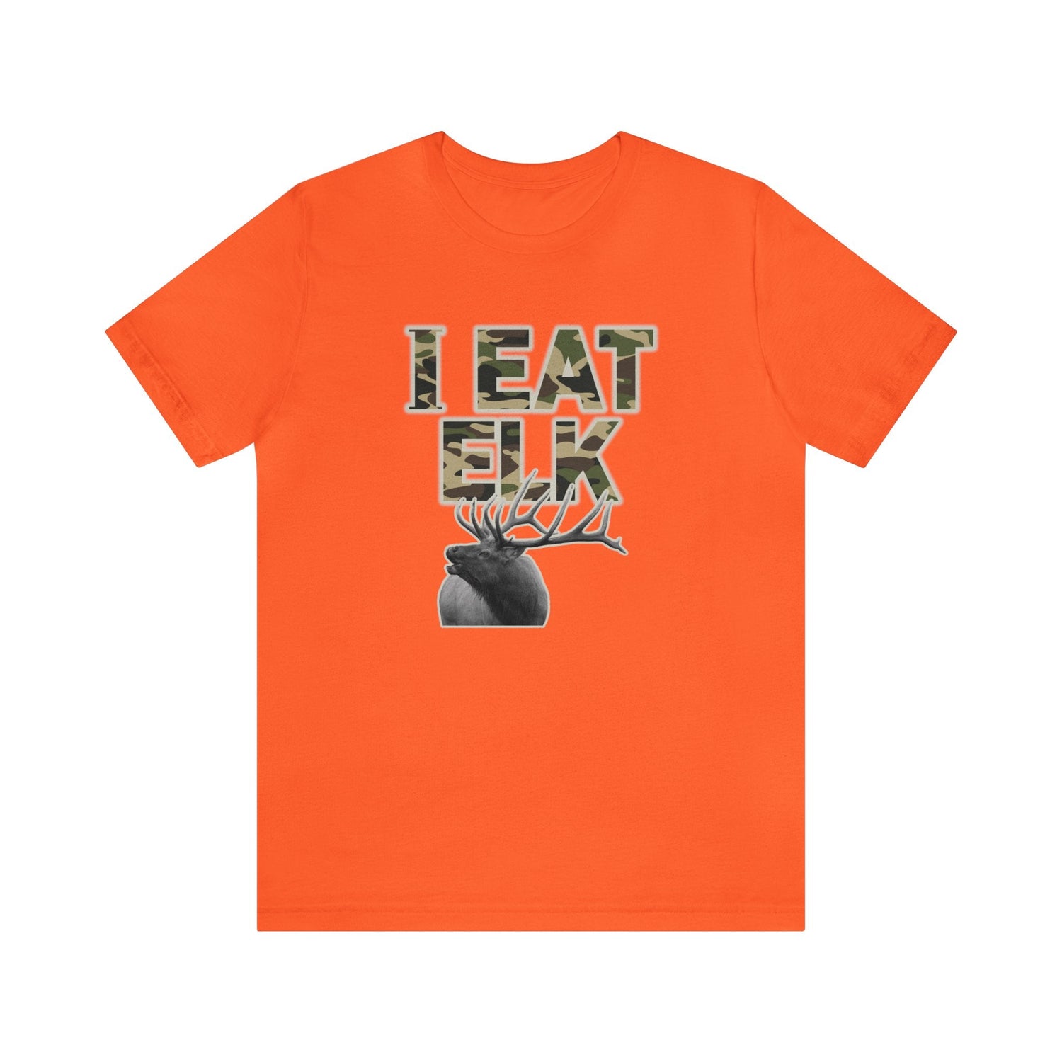 Western elk hunting t-shirt, color orange, front design placement