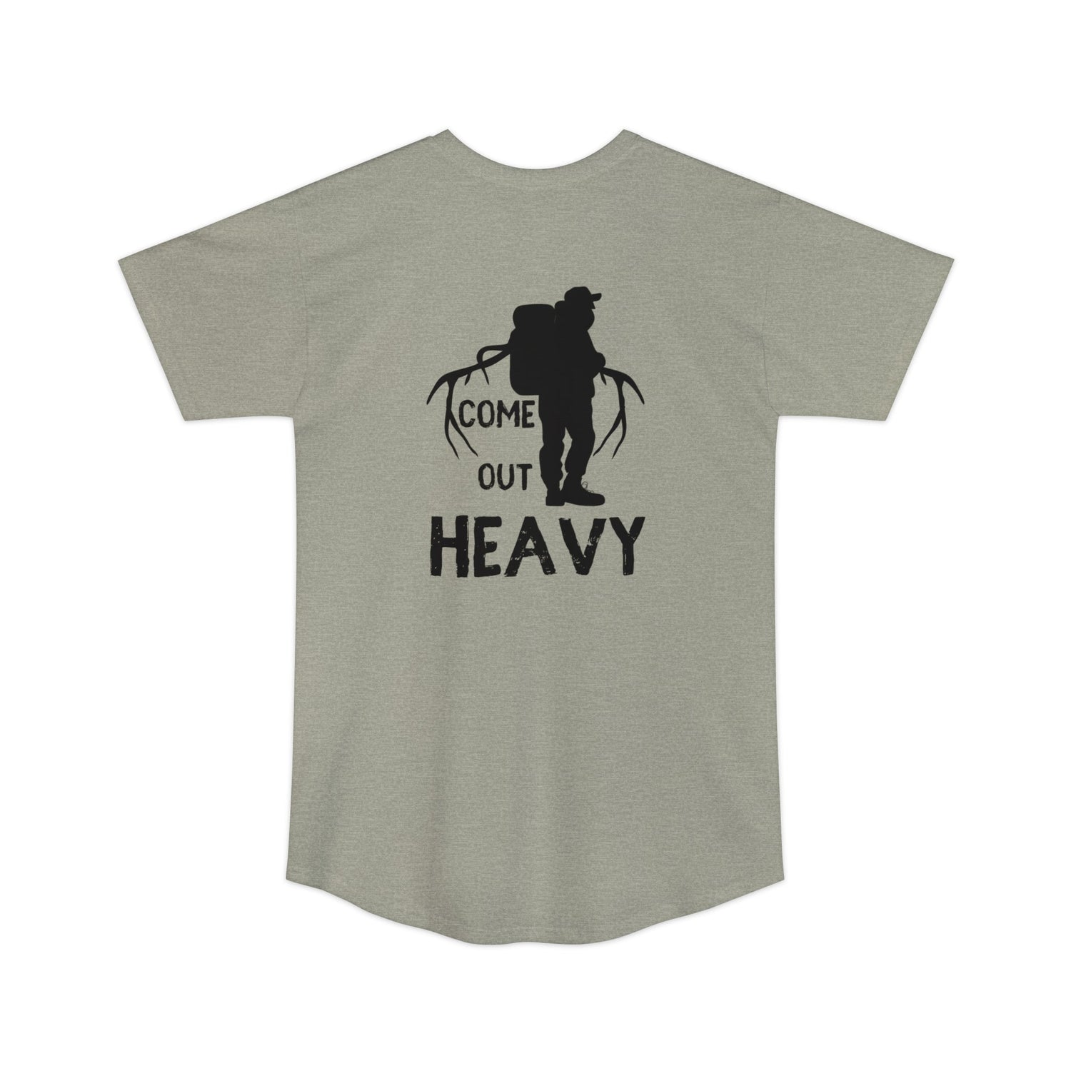 Athletic tall elk hunting t-shirt, color light grey, front design placement