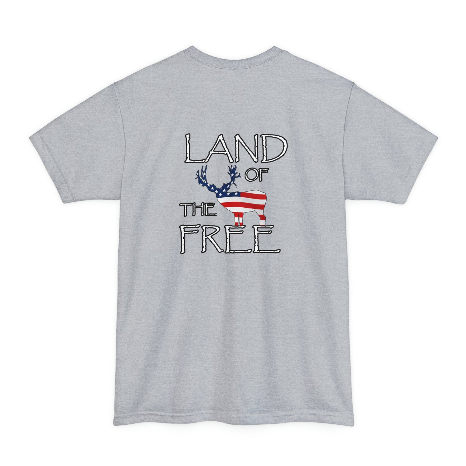 Big and tall deer hunting t-shirt, color light grey, back design placement