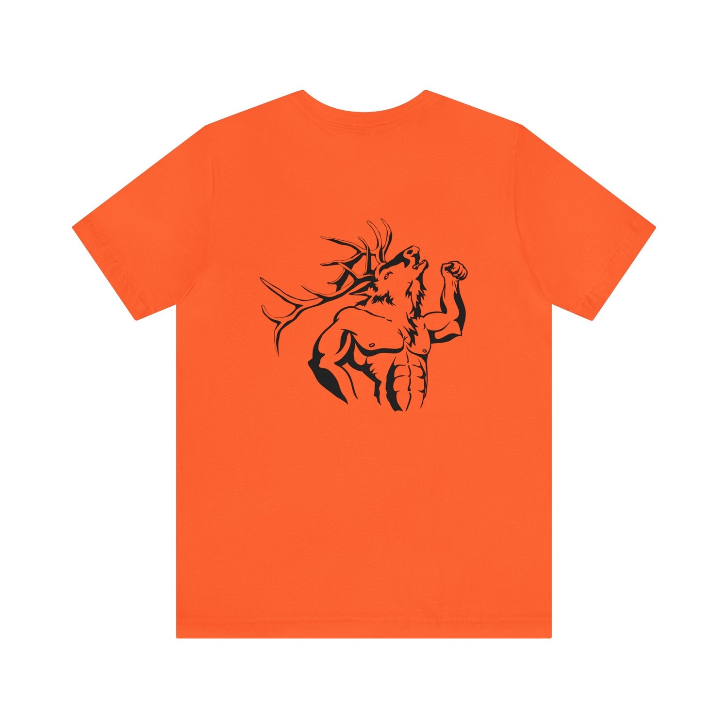 Western elk hunting t-shirt, color orange, back design placement