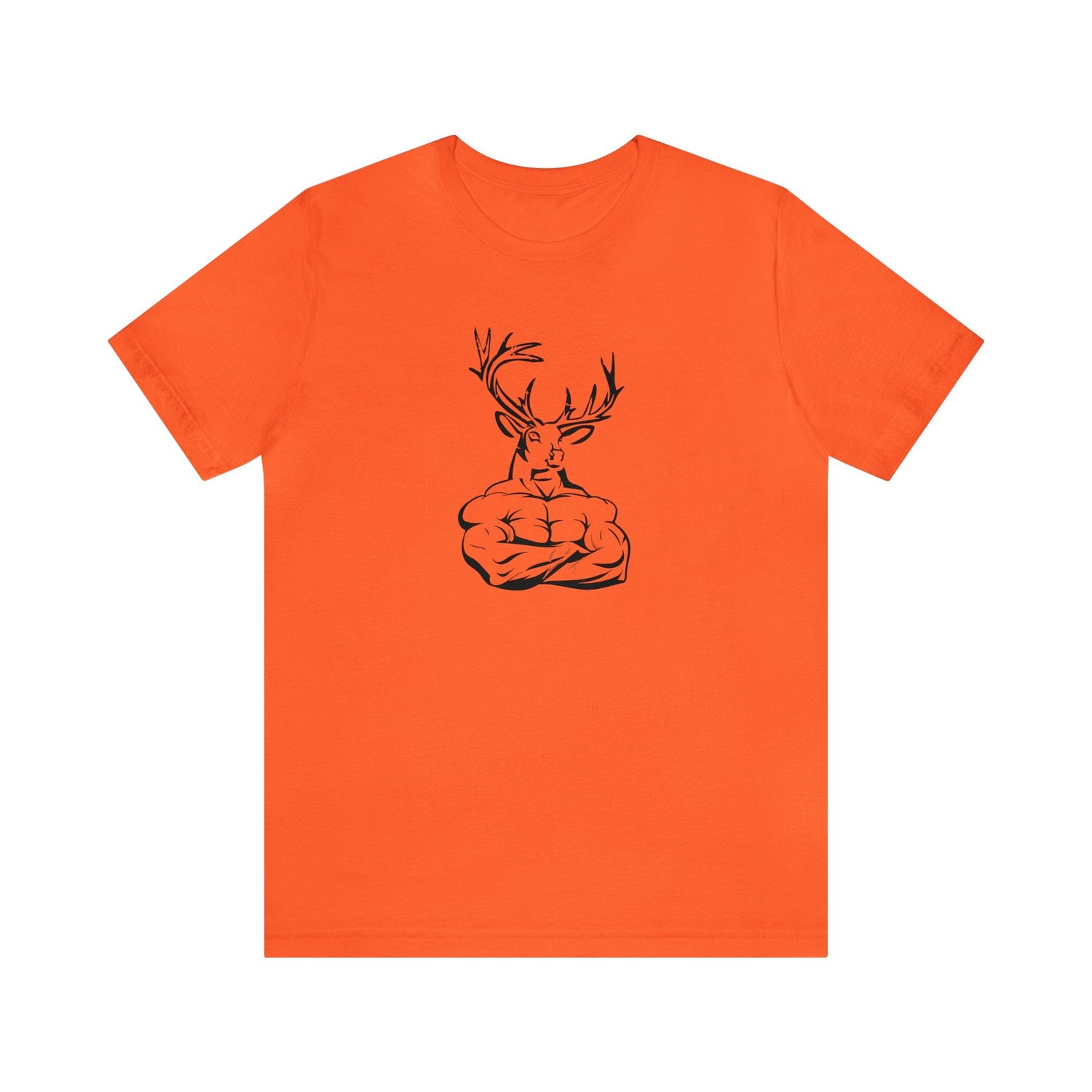 Western deer hunting t-shirt, color orange, front design placement