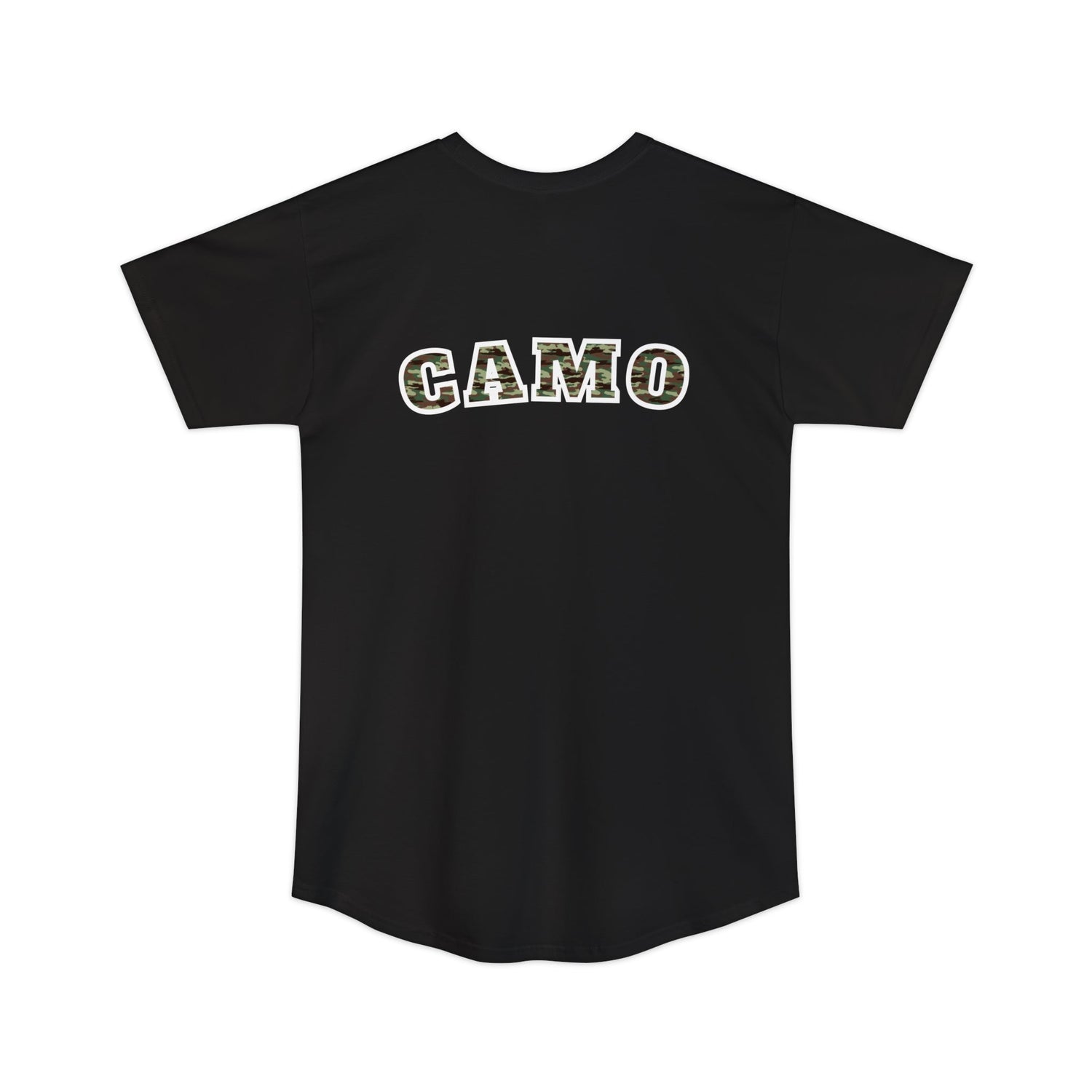 Athletic tall hunting shirt, color black, back design placement