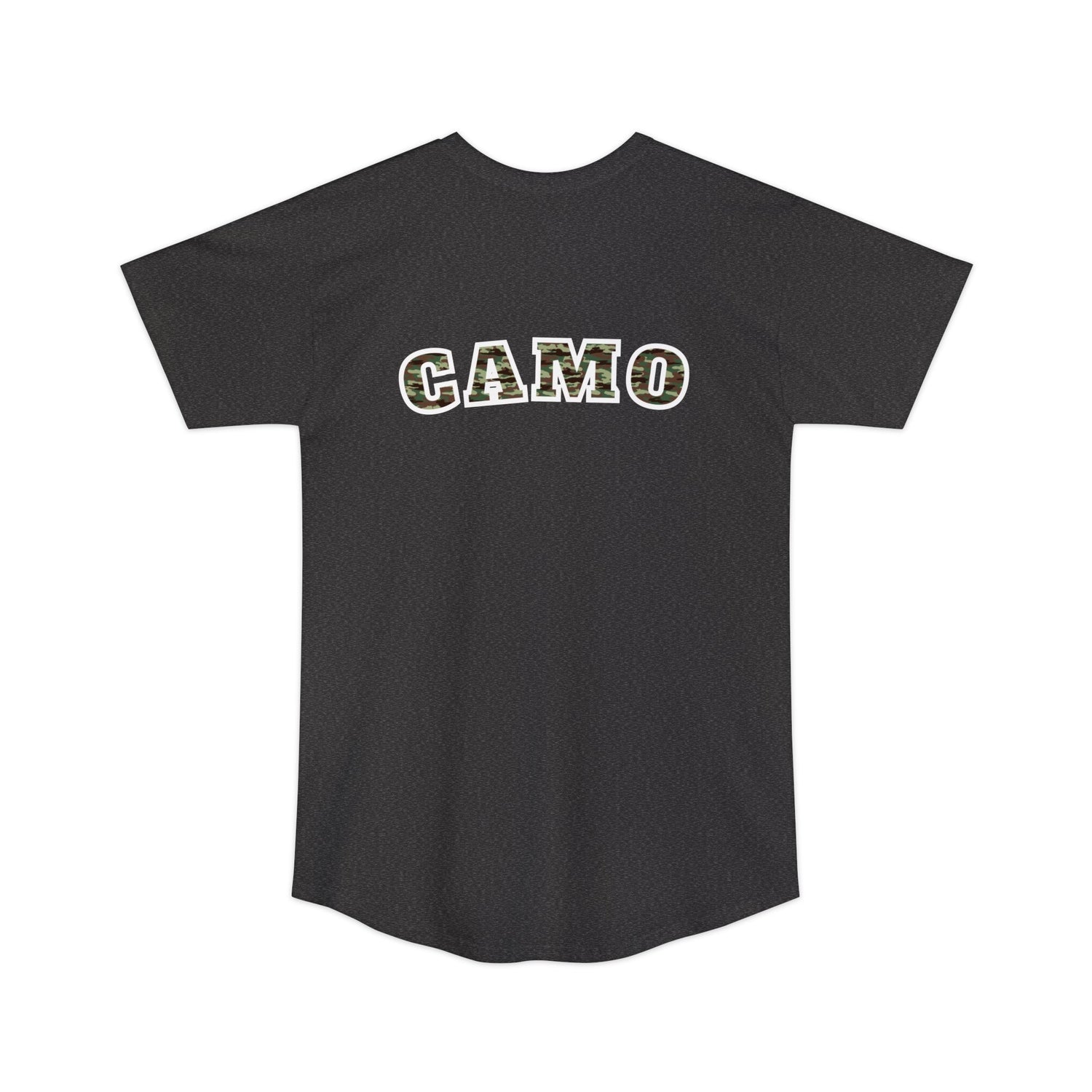 Athletic tall hunting shirt, color dark grey, back design placement