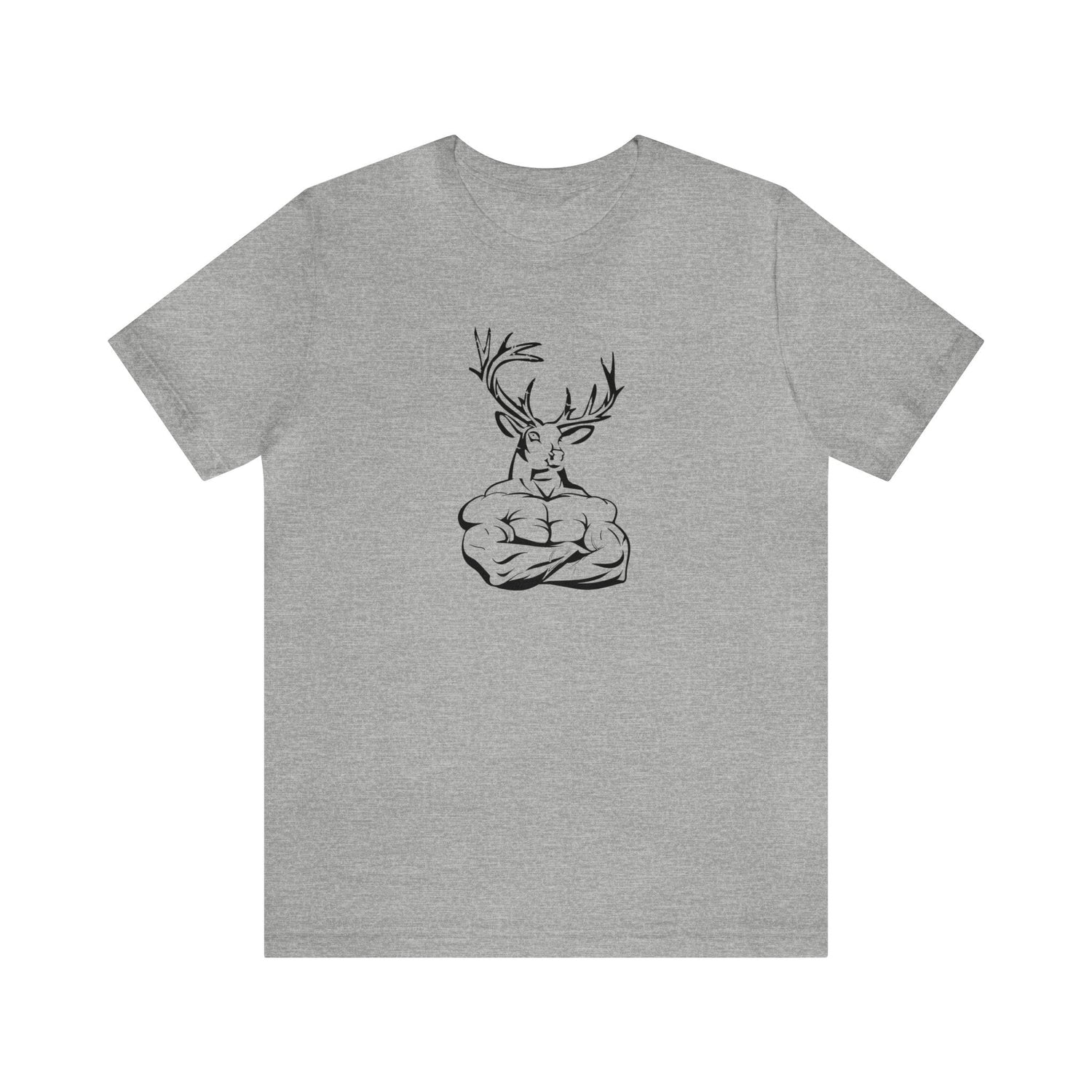 Western deer hunting t-shirt, color light grey, front design placement