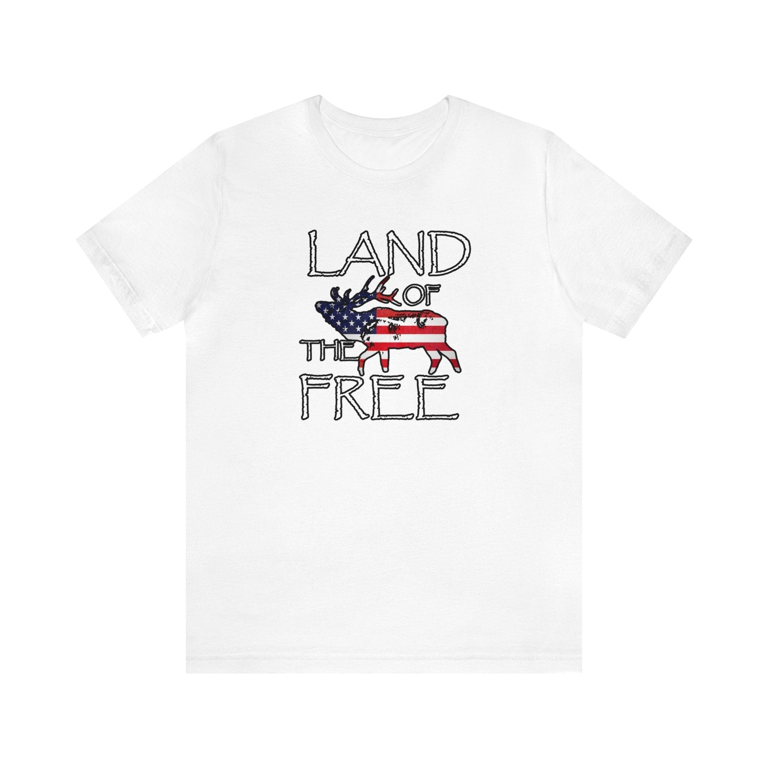 Western elk hunting t-shirt, color white, front design placement