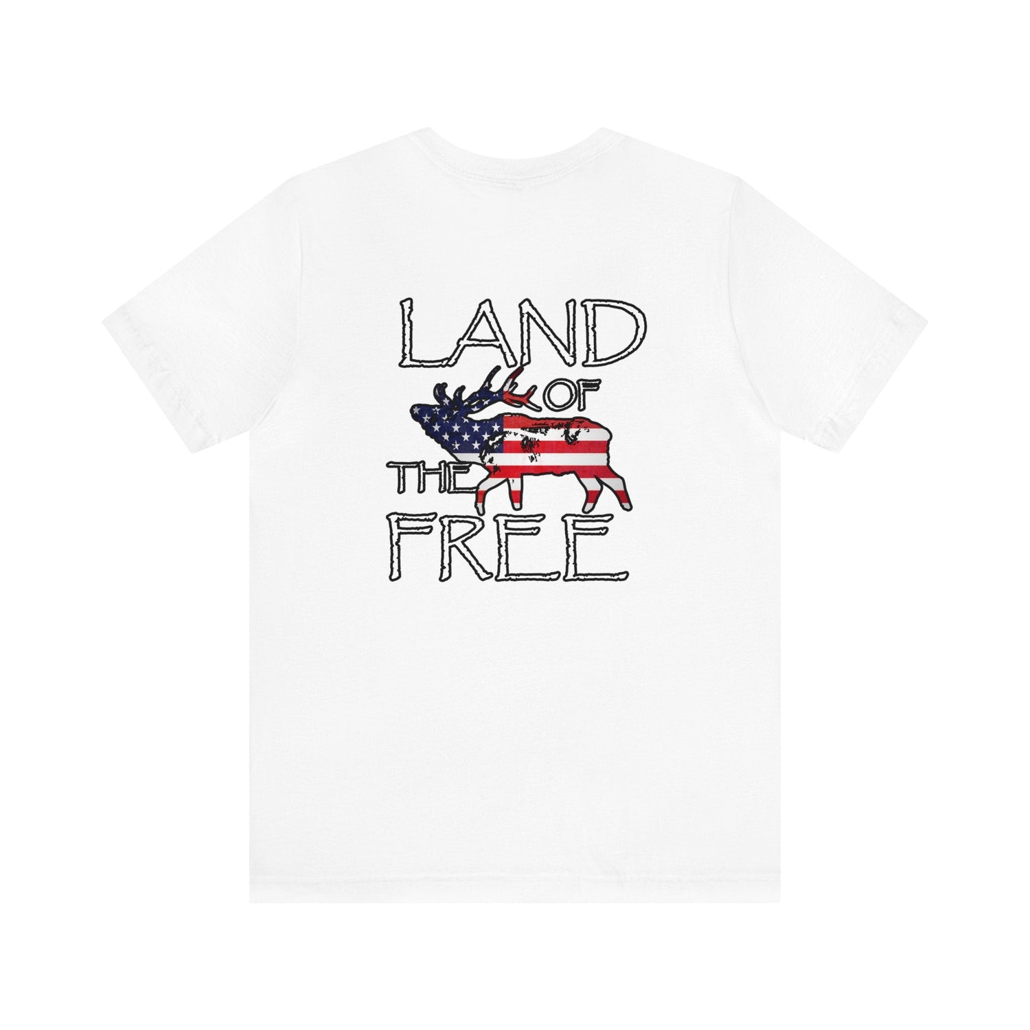 Western elk hunting t-shirt, color white, back design placement
