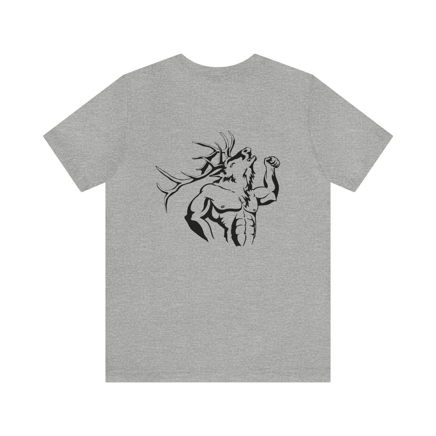 Western elk hunting t-shirt, color light grey, back design placement