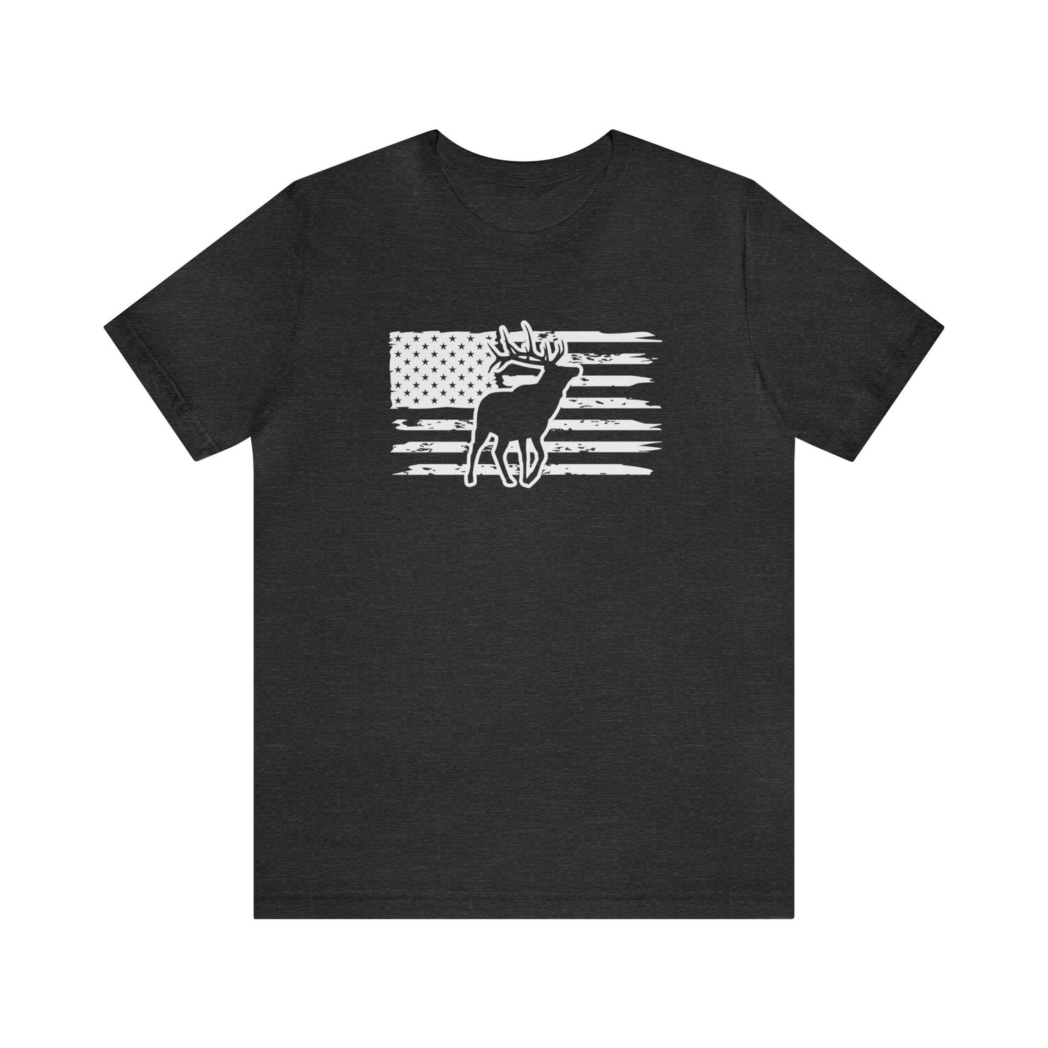 Western elk hunting t-shirt, color light grey, front design placement