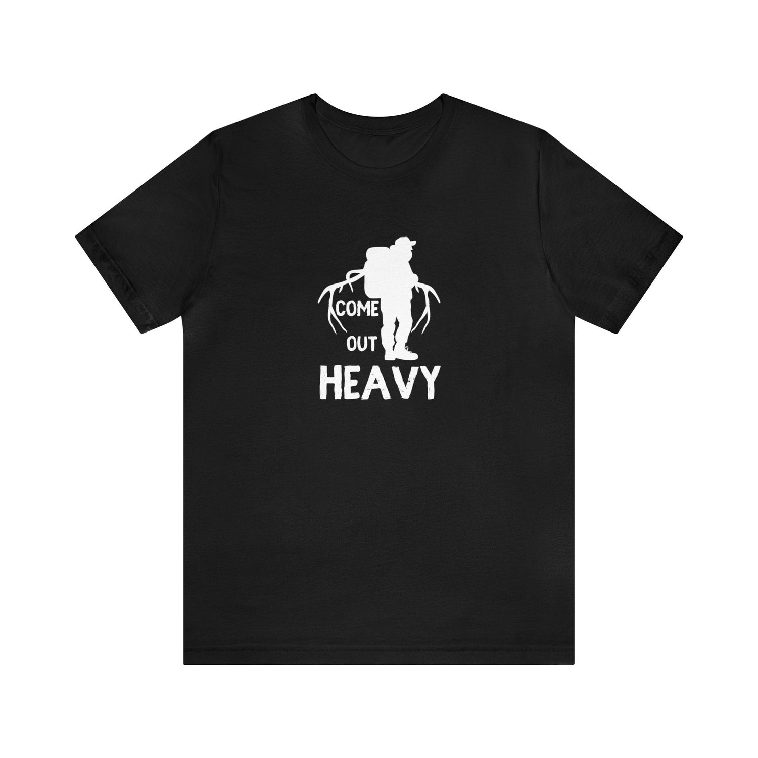 Western elk hunting t-shirt, color black, front design placement