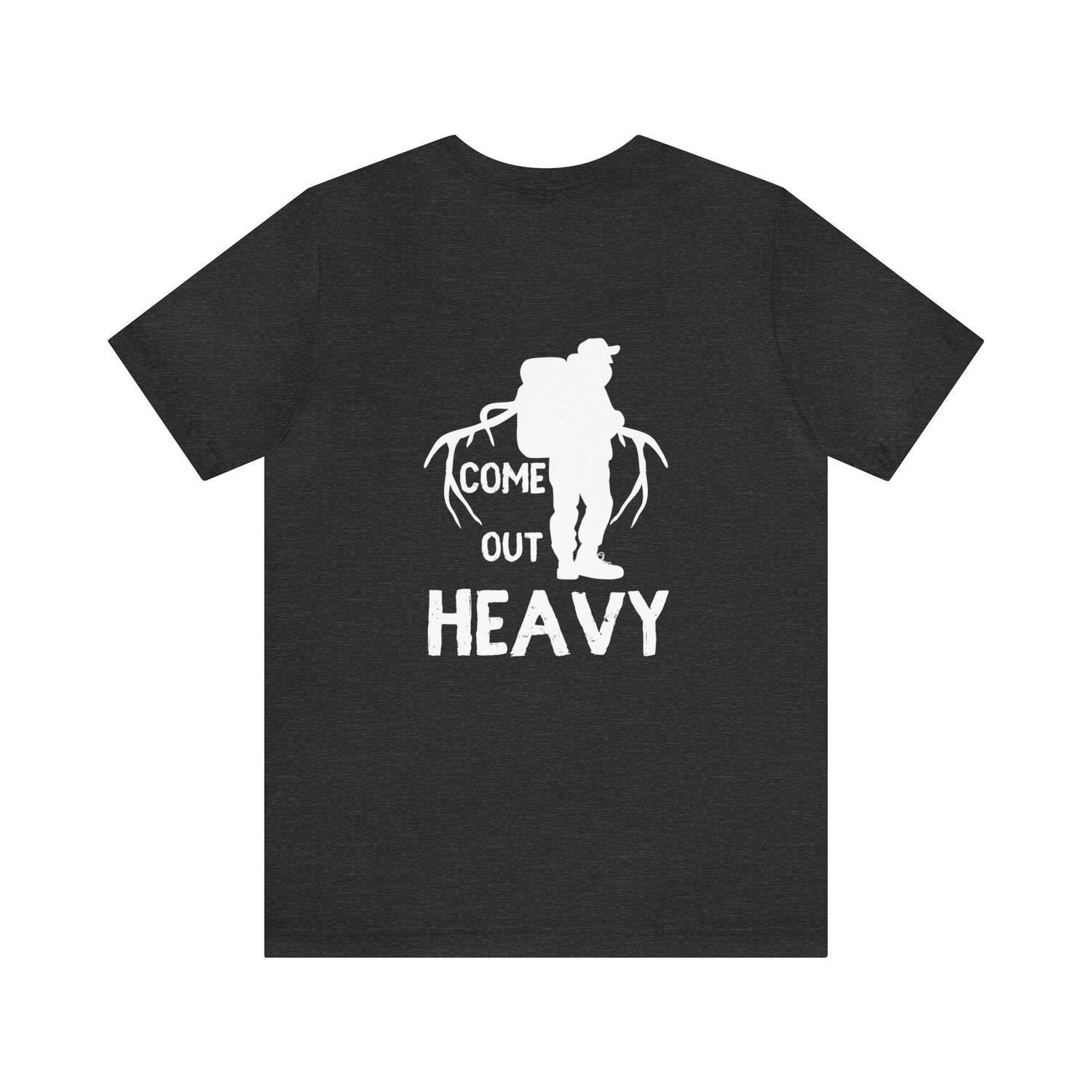 Western elk hunting t-shirt, color dark grey, back design placement