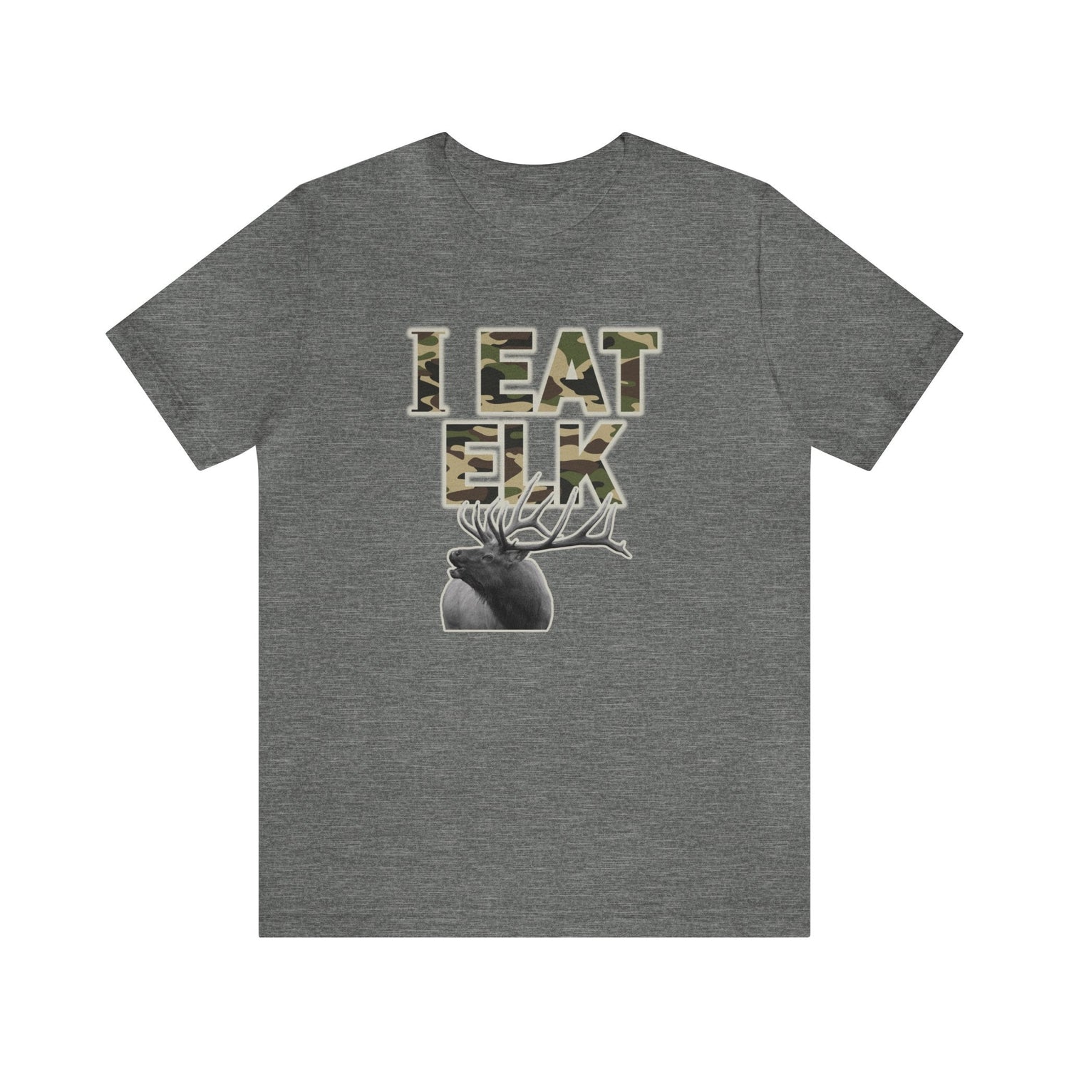 Western elk hunting t-shirt, color light grey, front design placement