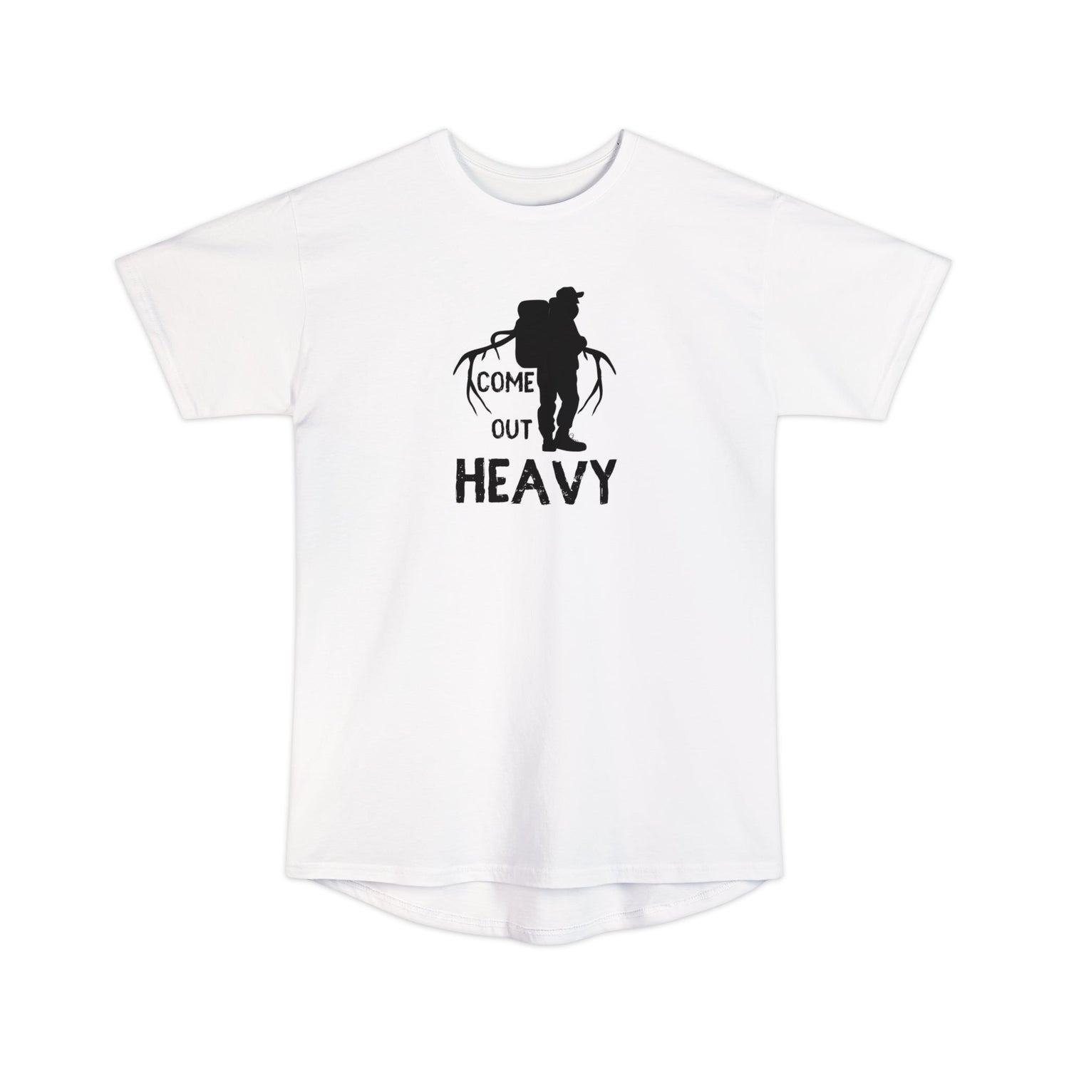 Athletic tall elk hunting t-shirt, color white, back design placement