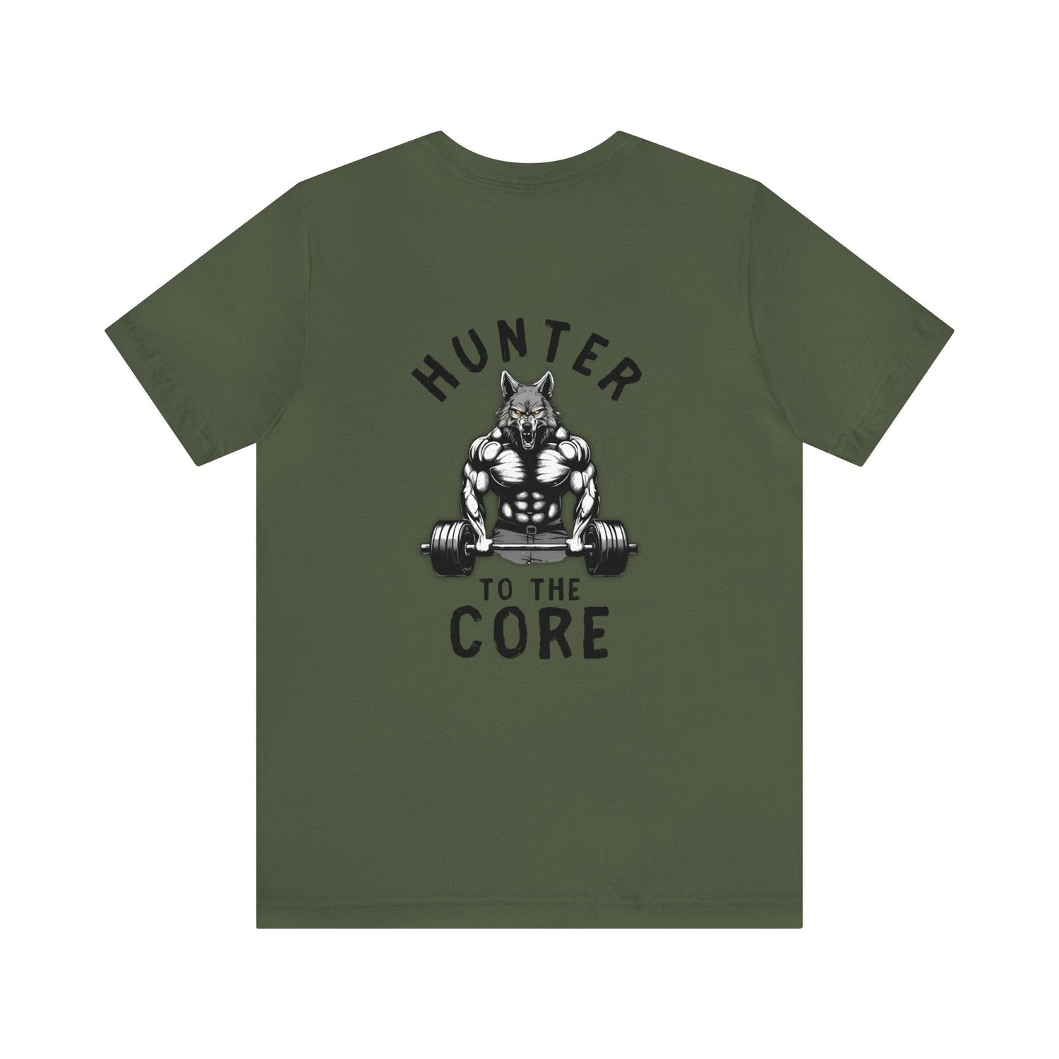 Western deer hunting t-shirt, color military green, front design placement