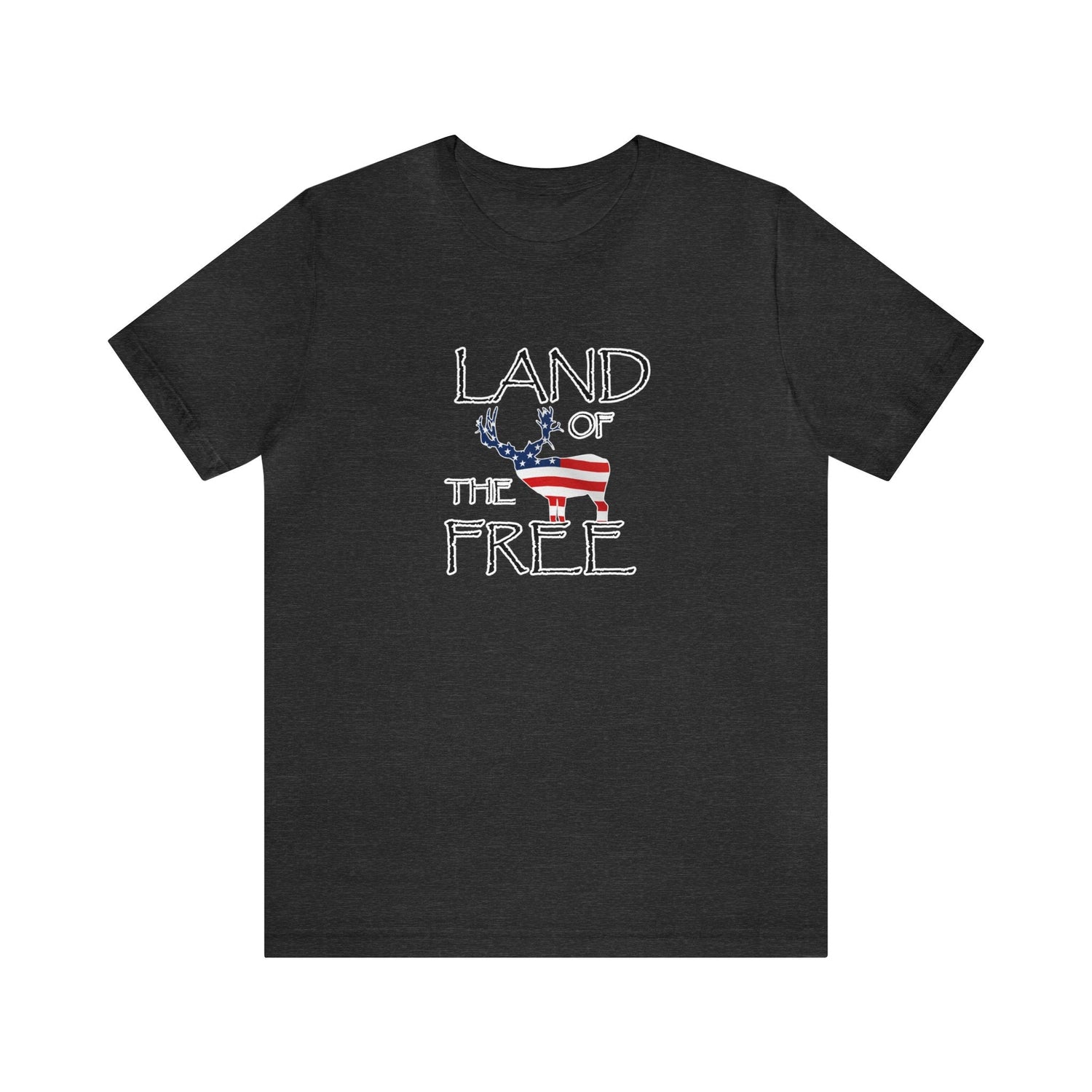 Western deer hunting t-shirt, color dark grey, back design placement