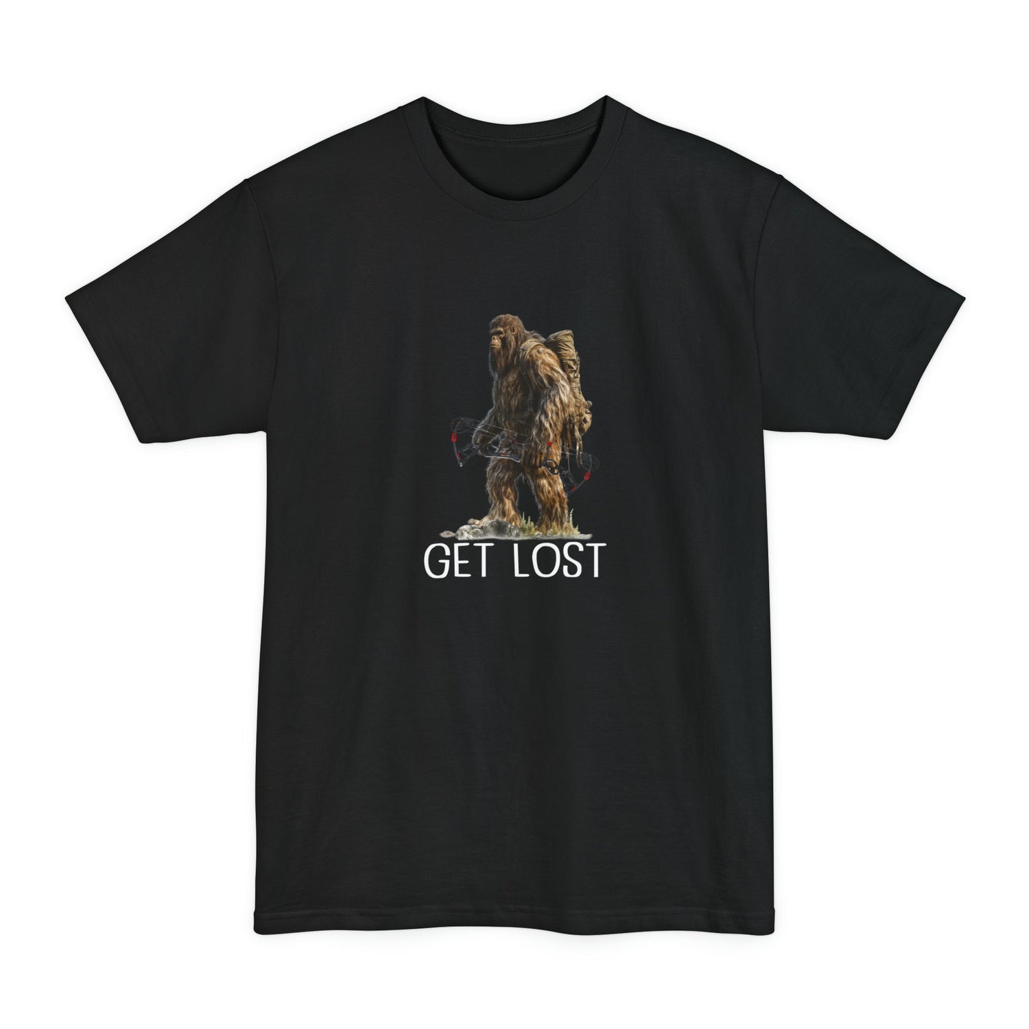 Big and tall bowhunting t-shirt, color black, front design placement