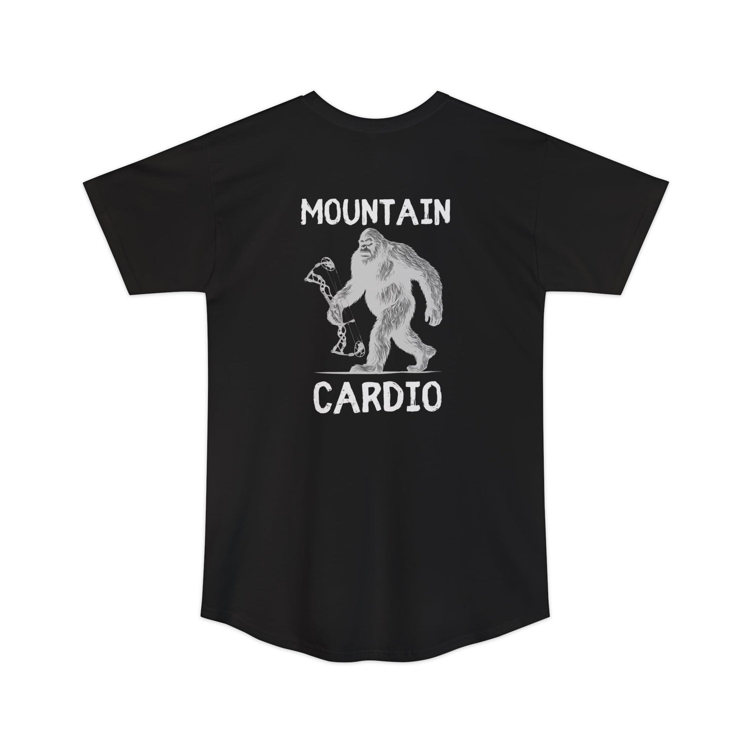 Athletic tall bowhunting t-shirt, color black, back design placement