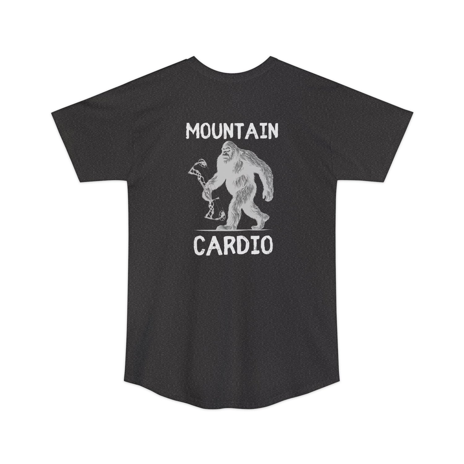Athletic tall bowhunting t-shirt, color dark grey, back design placement