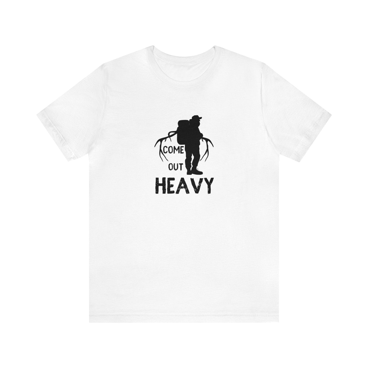 Western elk hunting t-shirt, color white, front design placement