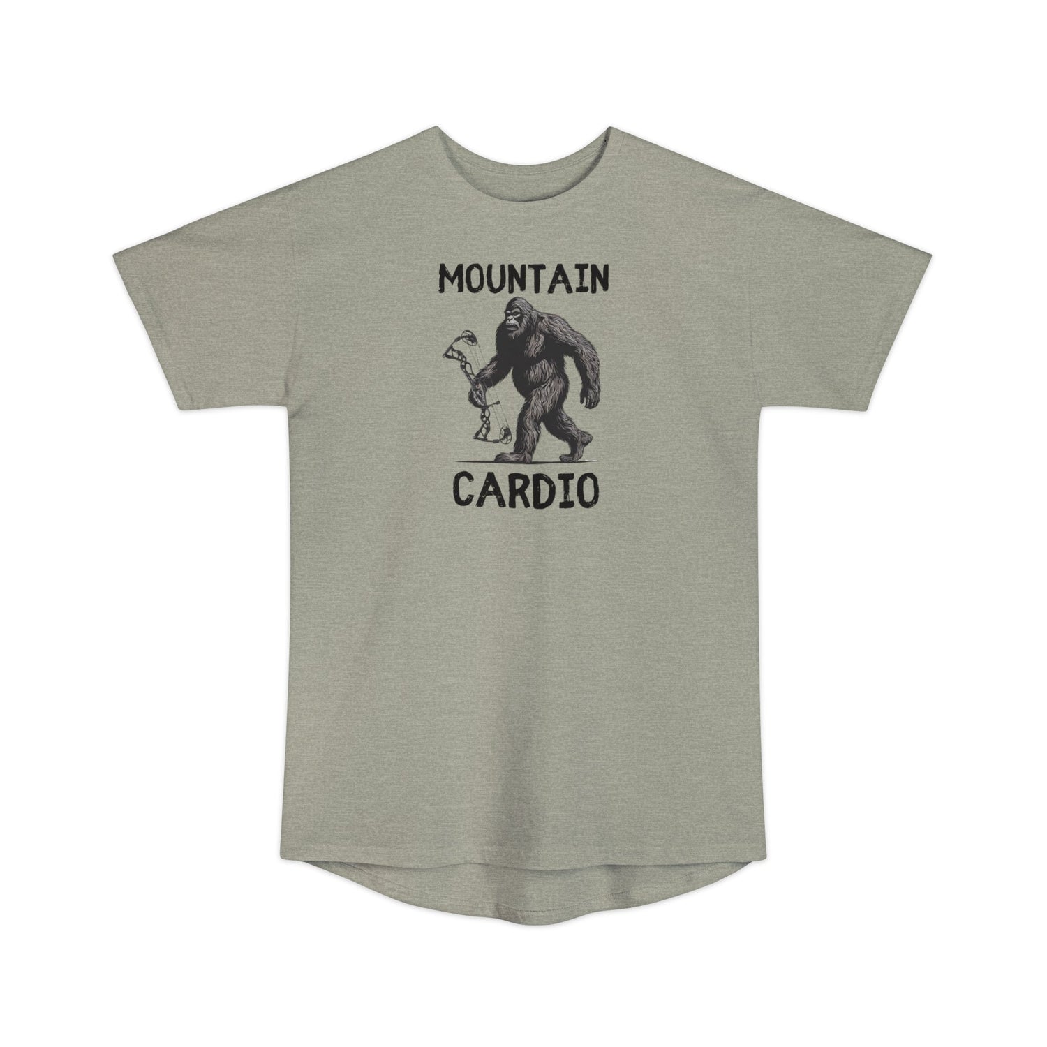 Athletic tall bowhunting t-shirt, color light grey, front design placement