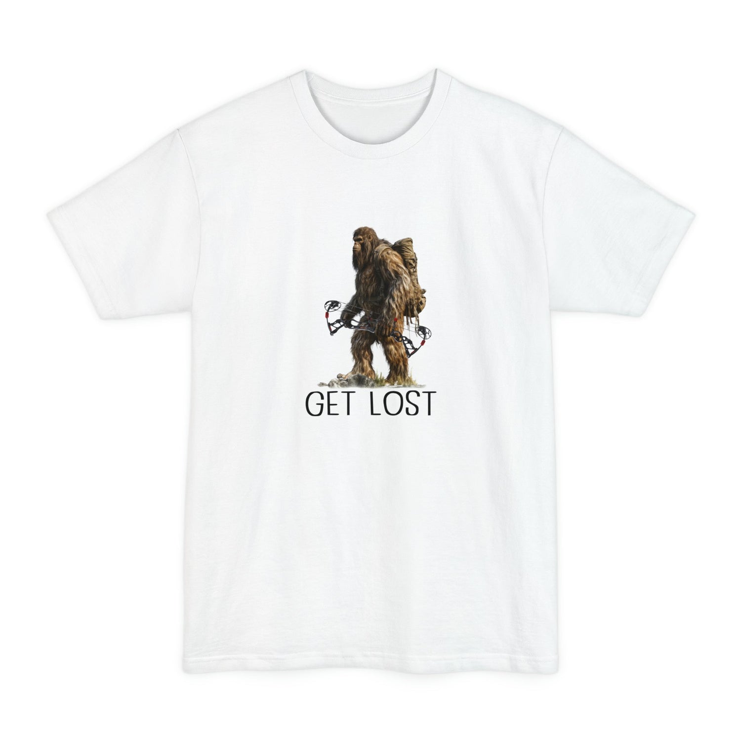 Big and tall bowhunting t-shirt, color white, front design placement